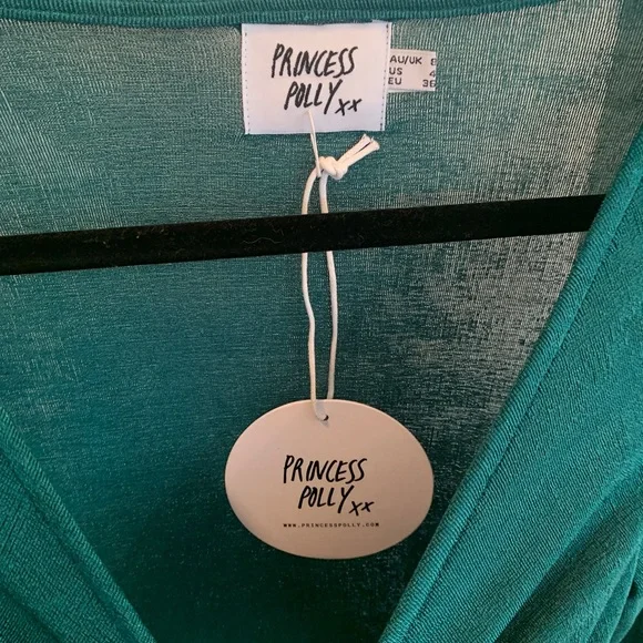 Princess Polly forest green jade bodycon cutout dress mini long sleeve stretch 4 - Picture 4 of 7